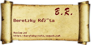 Beretzky Réta névjegykártya